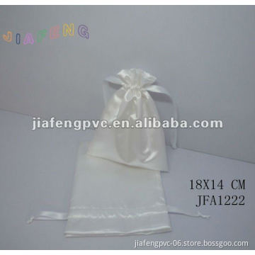 Double-Layer White Satin Pull String Bag